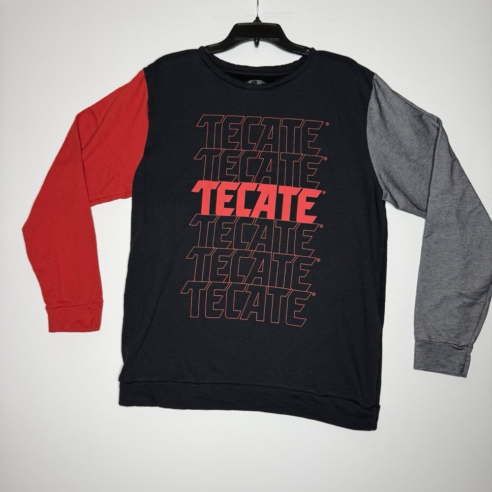 Tecate Sweatshirt Pullover Graphic Logo Size XL Black Red Gray